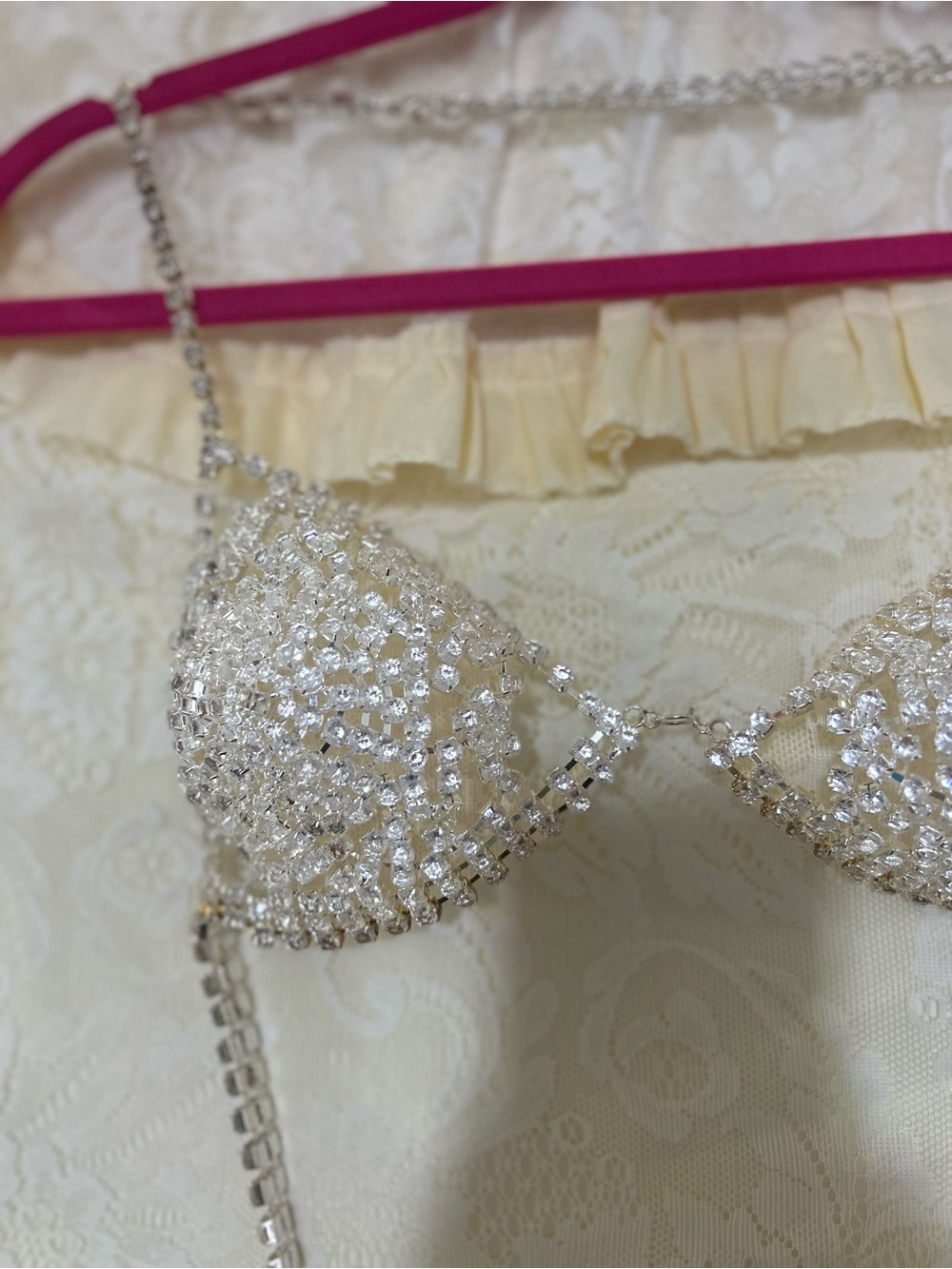 Frederick's of Hollywood Silver Rhinestone Crystal Bra Top S - Picture 2 of 4